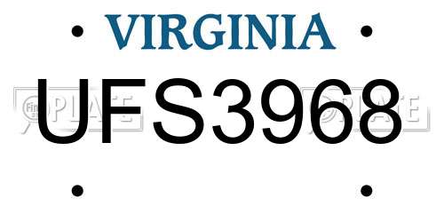 UFS3968 Virginia License Plate