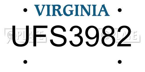 UFS3982 Virginia License Plate