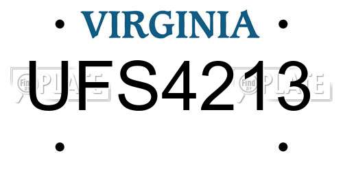UFS4213 Virginia License Plate