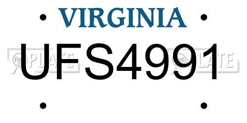 UFS4991 Virginia License Plate