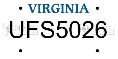 UFS5026 Virginia License Plate