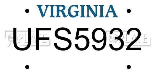 UFS5932 Virginia License Plate