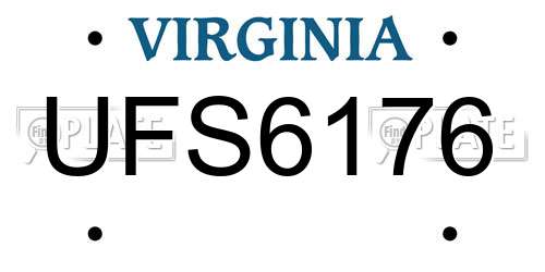 UFS6176 Virginia License Plate