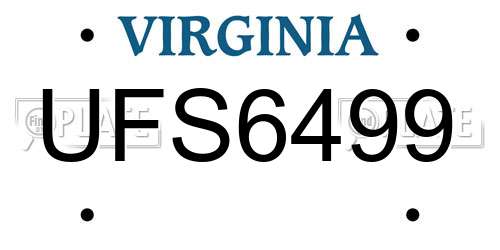 UFS6499 Virginia License Plate