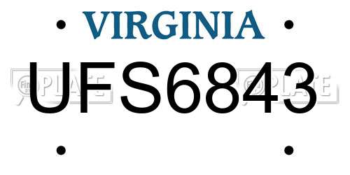 UFS6843 Virginia License Plate