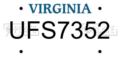 UFS7352 Virginia License Plate