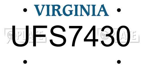 UFS7430 Virginia License Plate