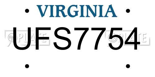 UFS7754 Virginia License Plate