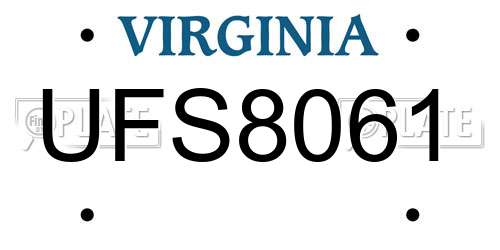 UFS8061 Virginia License Plate