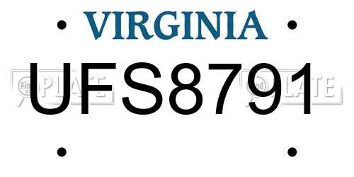 UFS8791 Virginia License Plate