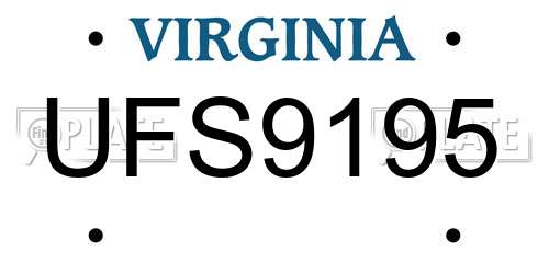 UFS9195 Virginia License Plate