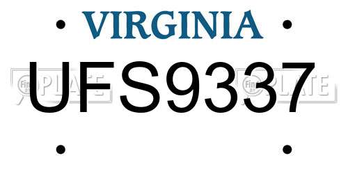 UFS9337 Virginia License Plate