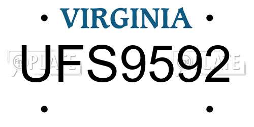 UFS9592 Virginia License Plate
