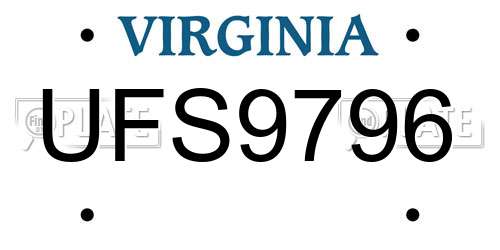 UFS9796 Virginia License Plate