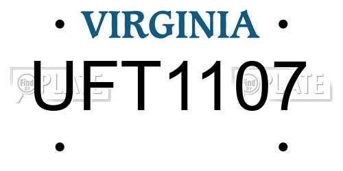 UFT1107 Virginia License Plate