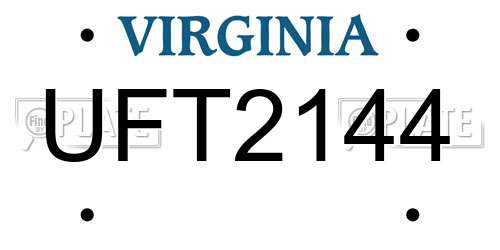 UFT2144 Virginia License Plate