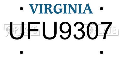 UFU9307 Virginia License Plate