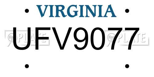UFV9077 Virginia License Plate