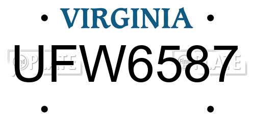 UFW6587 Virginia License Plate