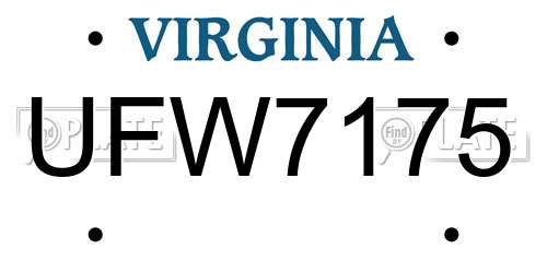 UFW7175 Virginia License Plate
