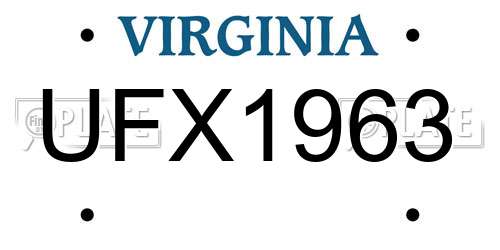 UFX1963 Virginia License Plate