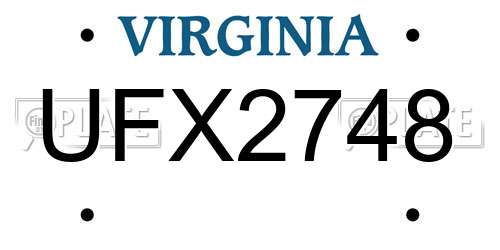 UFX2748 Virginia License Plate