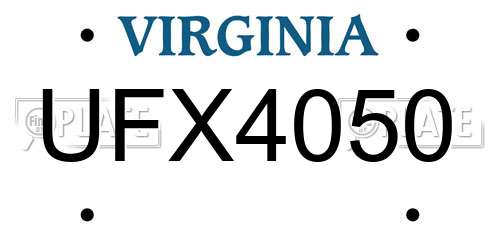 UFX4050 Virginia License Plate