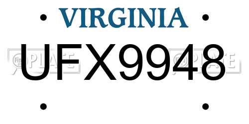 UFX9948 Virginia License Plate
