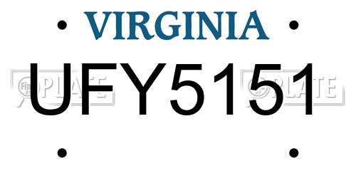 UFY5151 Virginia License Plate