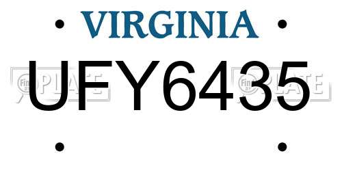 UFY6435 Virginia License Plate