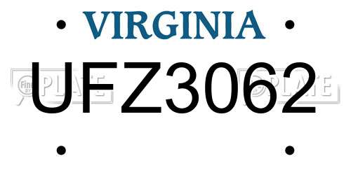 UFZ3062 Virginia License Plate