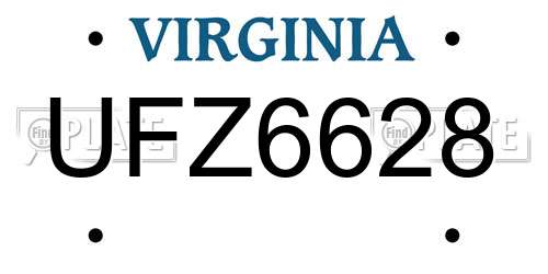 UFZ6628 Virginia License Plate