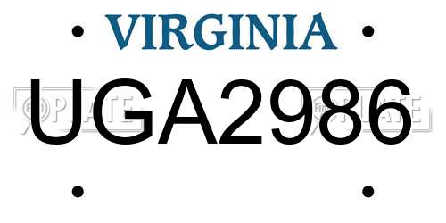 UGA2986 Virginia License Plate