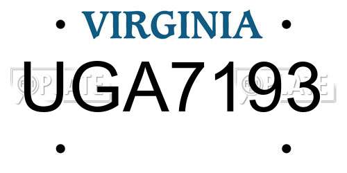 UGA7193 Virginia License Plate