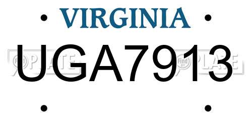 UGA7913 Virginia License Plate