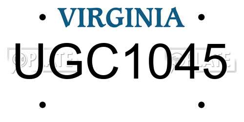 UGC1045 Virginia License Plate