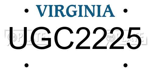 UGC2225 Virginia License Plate