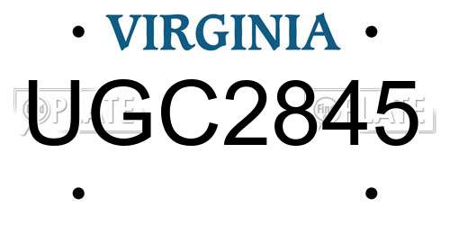 UGC2845 Virginia License Plate