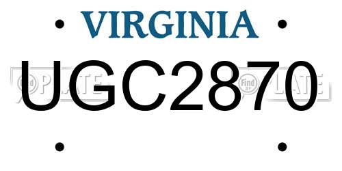UGC2870 Virginia License Plate