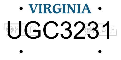 UGC3231 Virginia License Plate