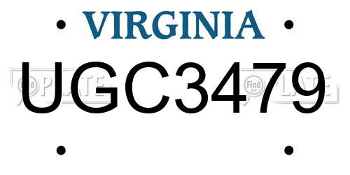 UGC3479 Virginia License Plate