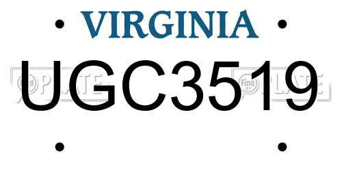 UGC3519 Virginia License Plate