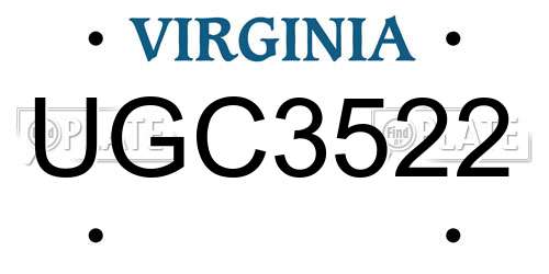 UGC3522 Virginia License Plate