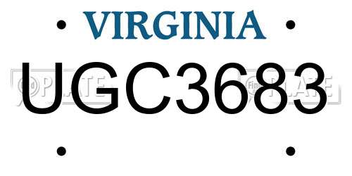 UGC3683 Virginia License Plate