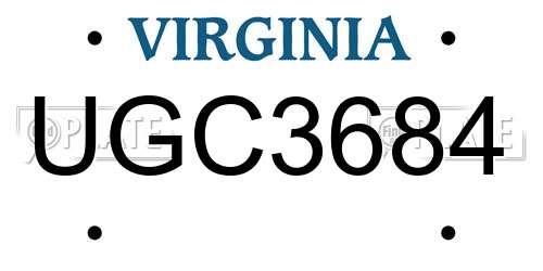 UGC3684 Virginia License Plate