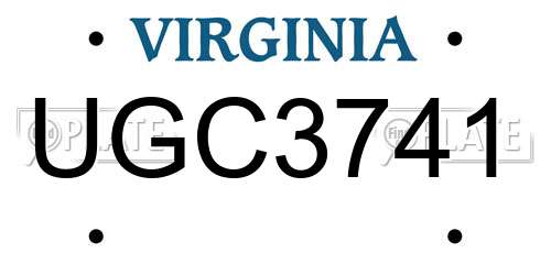 UGC3741 Virginia License Plate