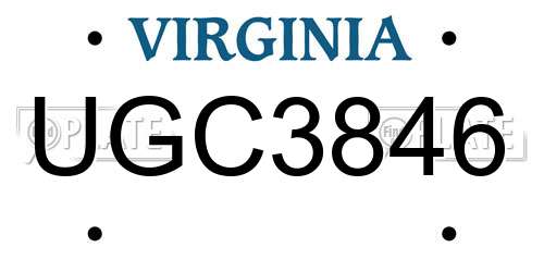 UGC3846 Virginia License Plate