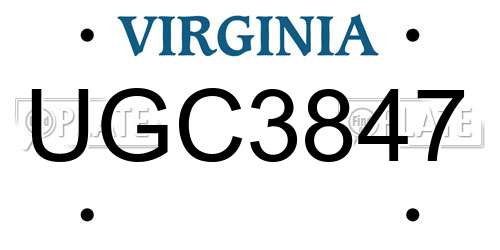 UGC3847 Virginia License Plate