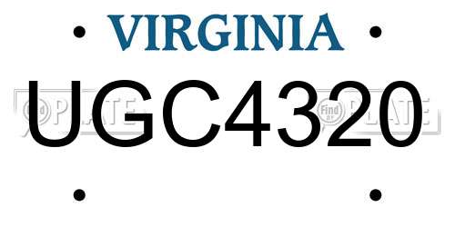 UGC4320 Virginia License Plate