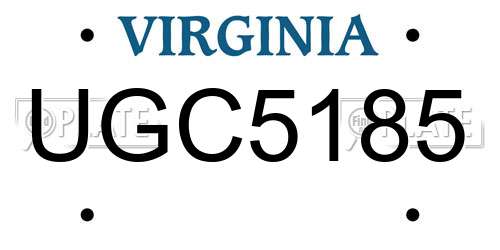 UGC5185 Virginia License Plate